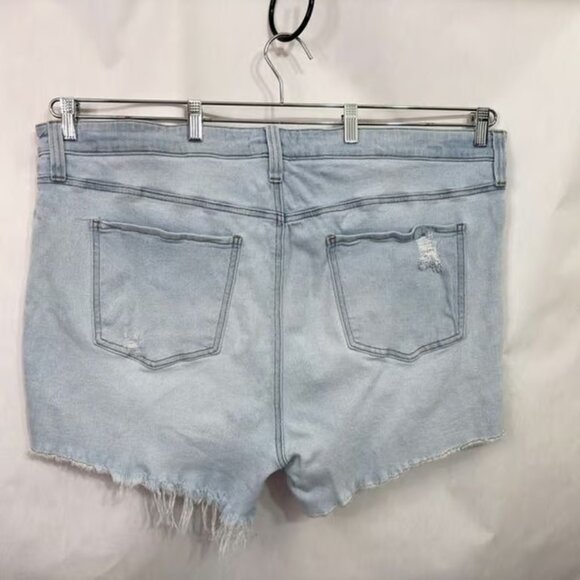 A Beautiful Soul Plus Size 24 Denim Shorts Light Blue Distressed High Rise - Picture 2 of 3